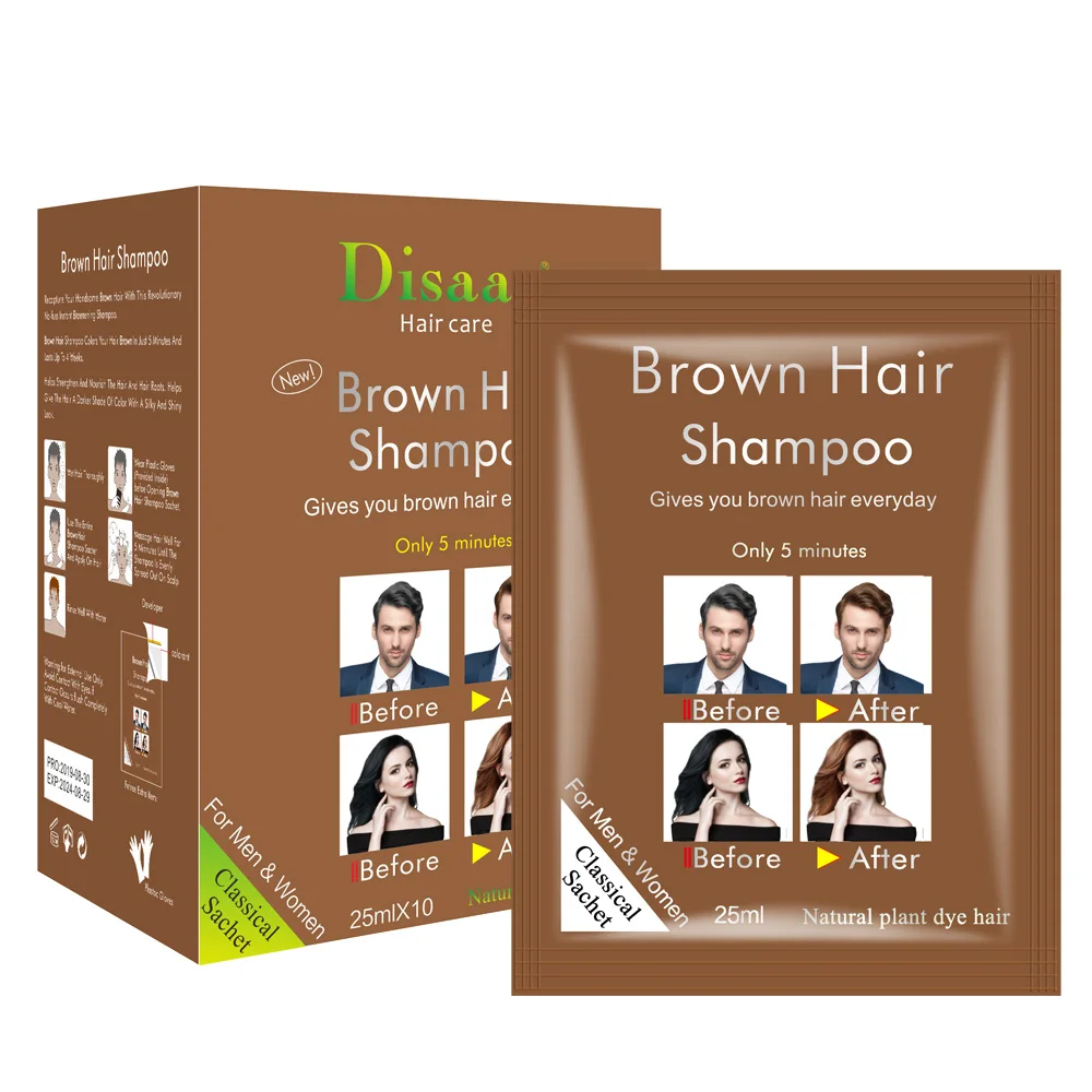 
10 Pcs Per Box Hair Dye Shampoo Brown Blonde Color Hair Wash Wholesale 