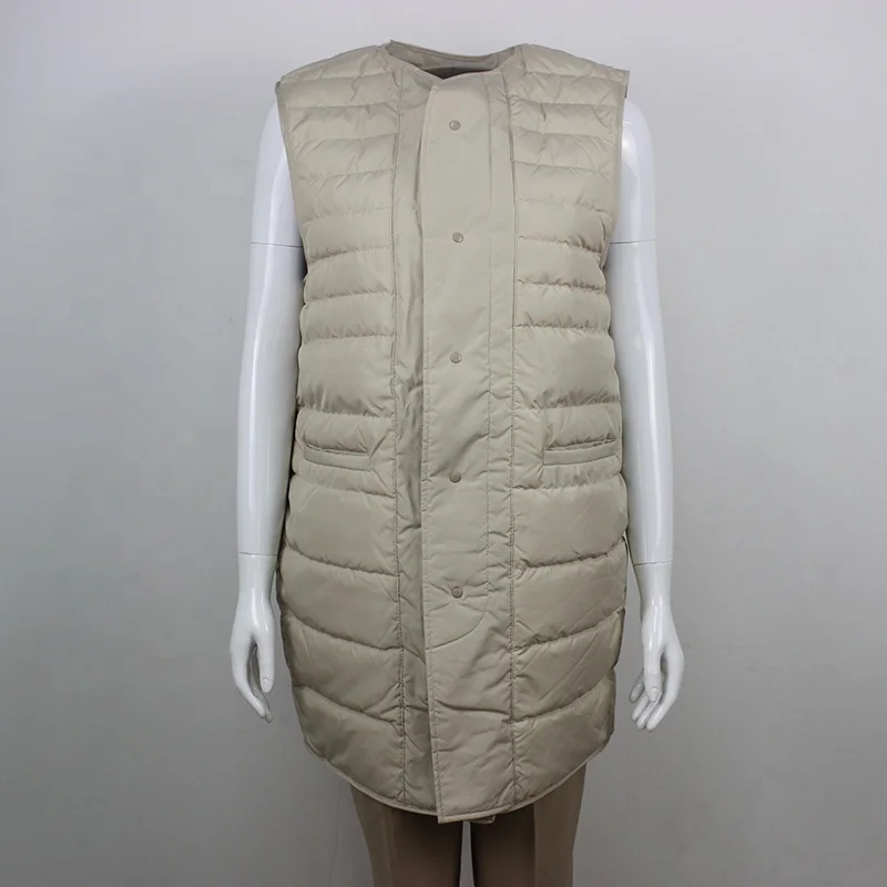 Прочный длинный женский пуховой жилет Chengwei, Женский пуховой жилет без воротника