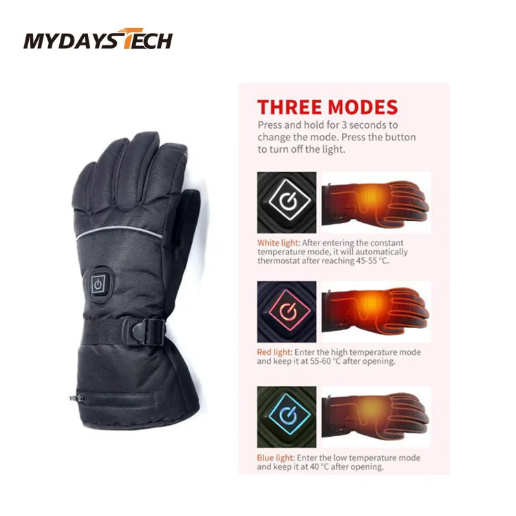 Mydays Tech Высокое качество мягкий дышащий материал 3 температуры USB с подогревом мотоциклетные перчатки для внутренних и наружных мероприятий