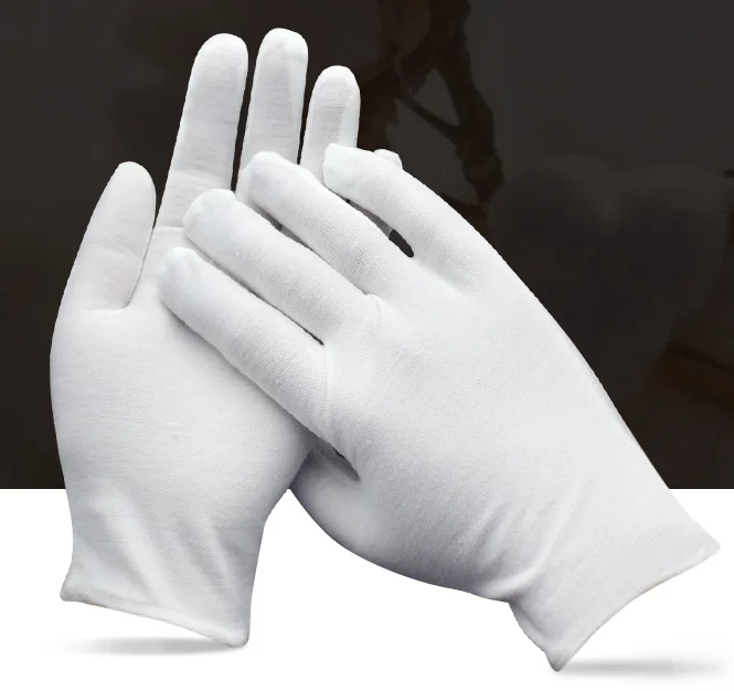 
Factory direct white gloves pure cotton operation white etiquette stationery sweatcloth gloves labor protection 