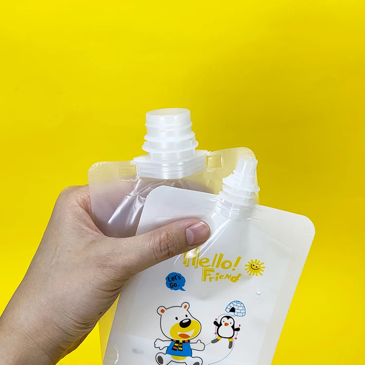 Clear Transparent Plastic Stand Up Packaging Soft Drink Bag with Spout