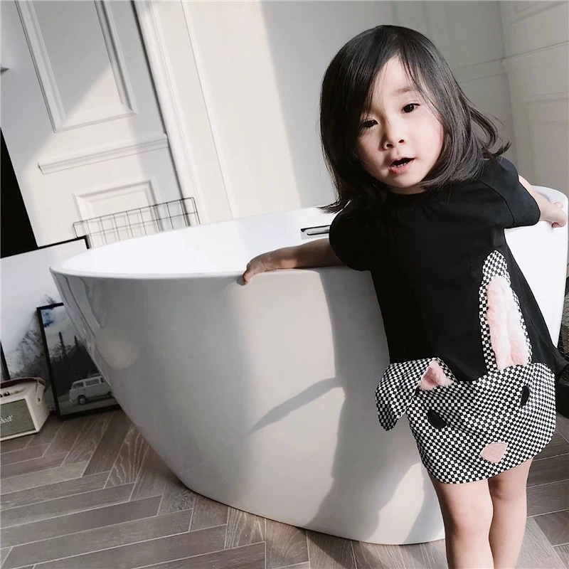 
Bunny T shirt For Kids Lovely Rabbit Tops In Summer Children Cute Long Tees Baby Girl Causal Style Clothing Animal Tops 