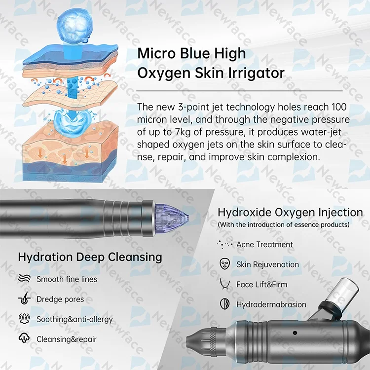 NewFace 2025 New Hydra Beauty Oxygen Therapy Facial Rejuvenation Device Skin Tighten Hydration Hyperbaric Chamber Hydro Machine