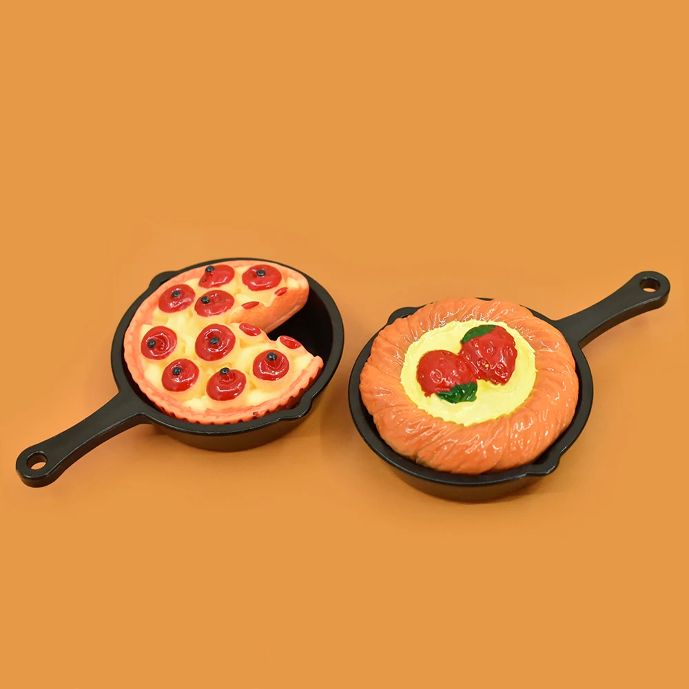 Kawaii Miniature Black Pan Doll House Kitchen Play Toys Pretend Food Accessories Fashion Earring Making Key Chain