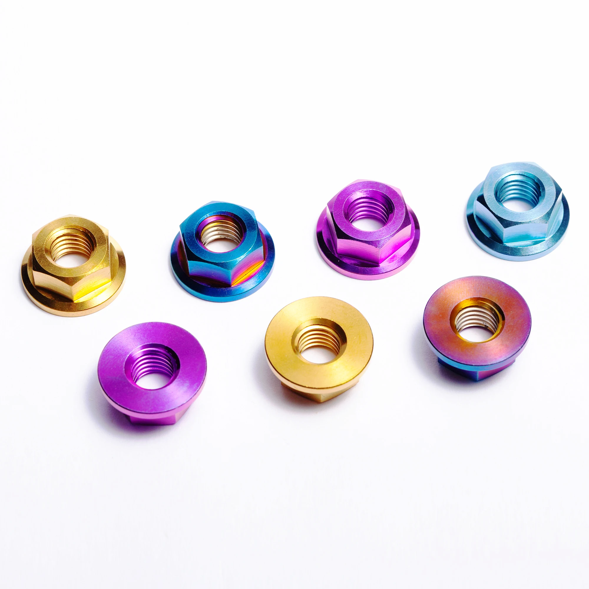 DIN6923 High strength titanium Gr5 hexagon flange color nuts for motorcycle car industry