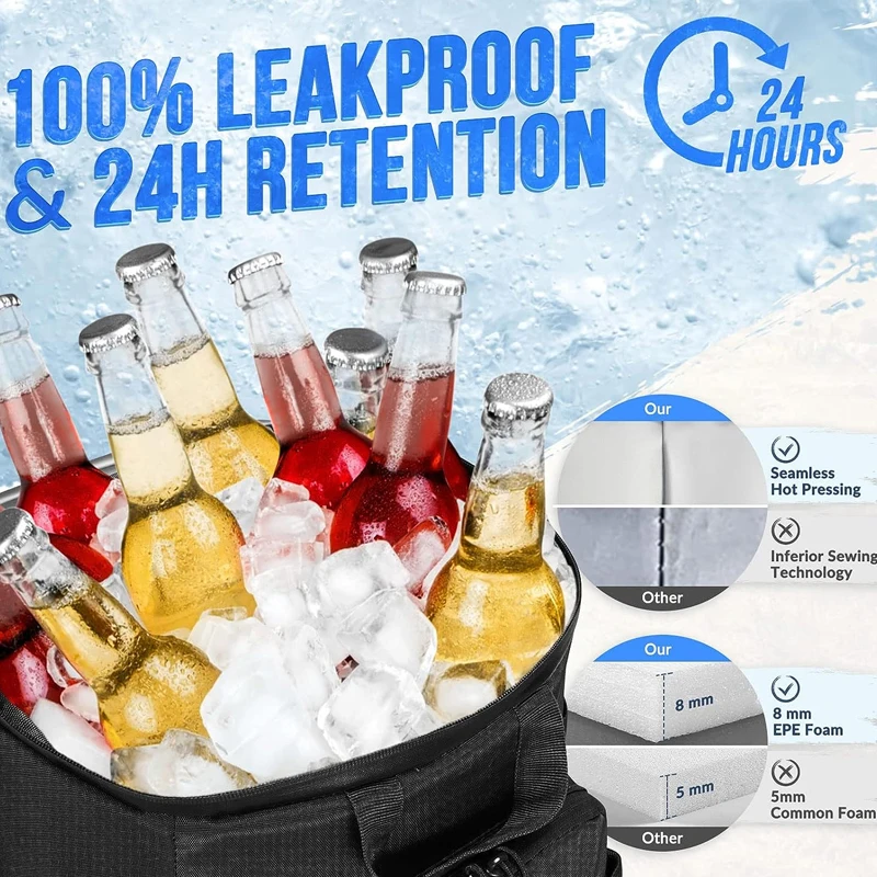 45 can tactical hiking camping lunch box soft leakproof insulated drink beer cooler backpack picnic bag with top handle