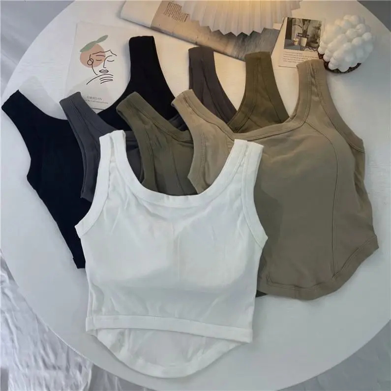 Women Summer Sleeveless Black White Tank Top Crop Tops Lady Custom Logo Fitness Bodybuilding Training T-shirt Vest