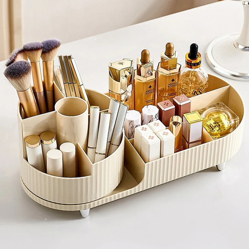 360 Rotating Plastic Makeup Organizer Desktop Cosmetic Organizer Container Brush Storage Holder