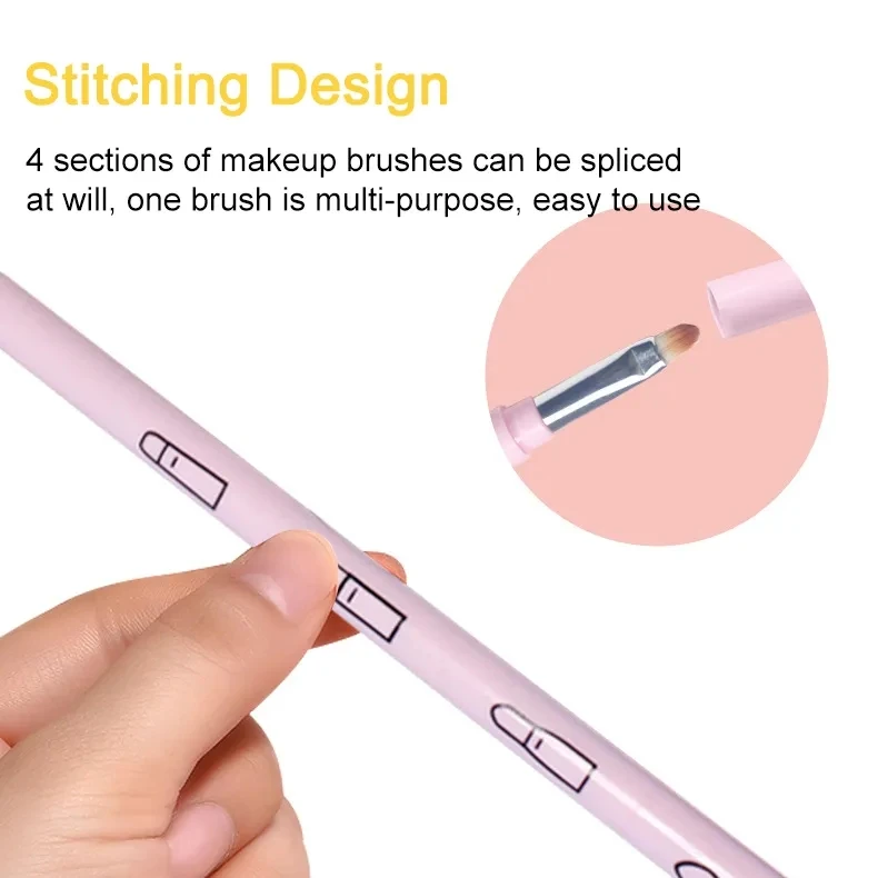 Stitch 4 in 1 makeup brush Portable travel Eye shadow brush Eyebrow brush Multifunction mini Beauty Tool with Cover
