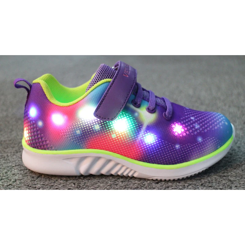 Beautiful Starry sky flying woven women running shoes  LED light sneakers for girl