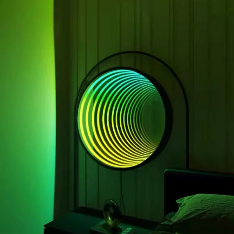 Factory Price Bathroom Round lamp Mirror Tunnel Light Led Infinity Wall Mirror Frame