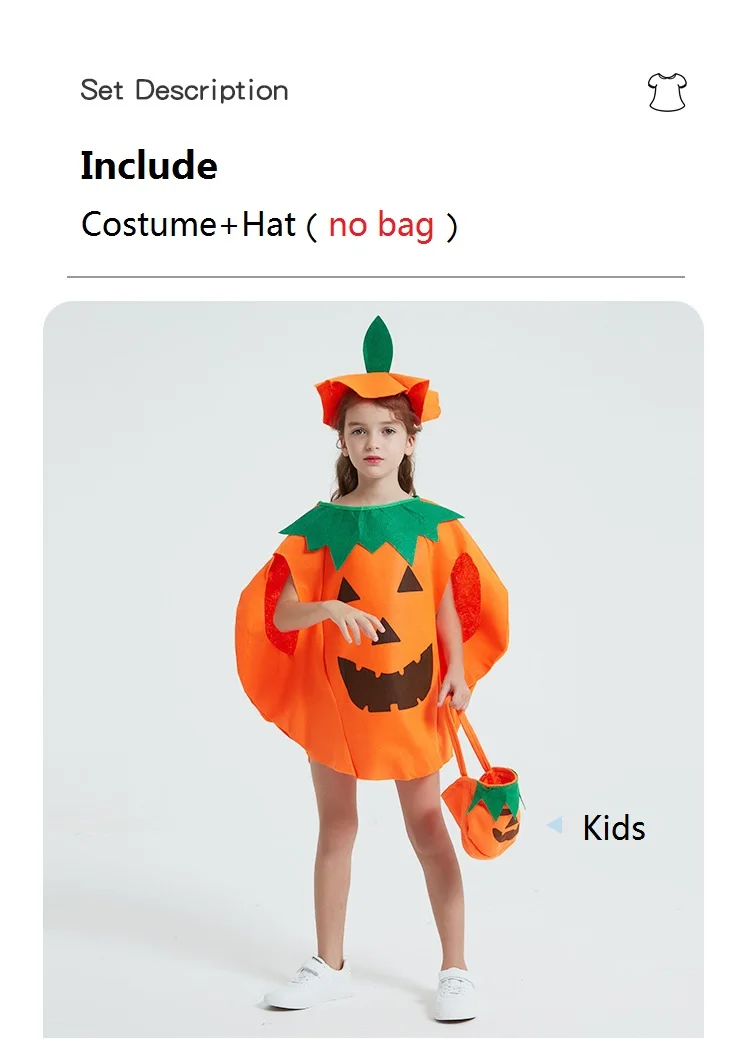 Halloween Princess Costume Pumpkin Costume for Kids Children Clothes Party