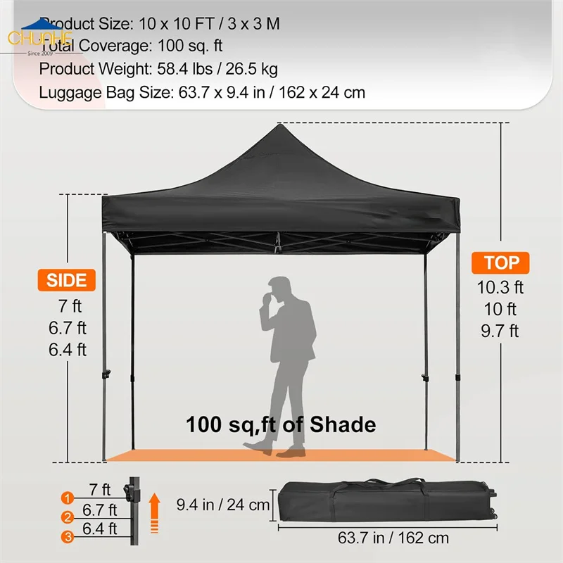 Outdoor General10*10  10*15 10*20Canonp Tent Party Wedding Automatic Folding POp Up Tents For Events