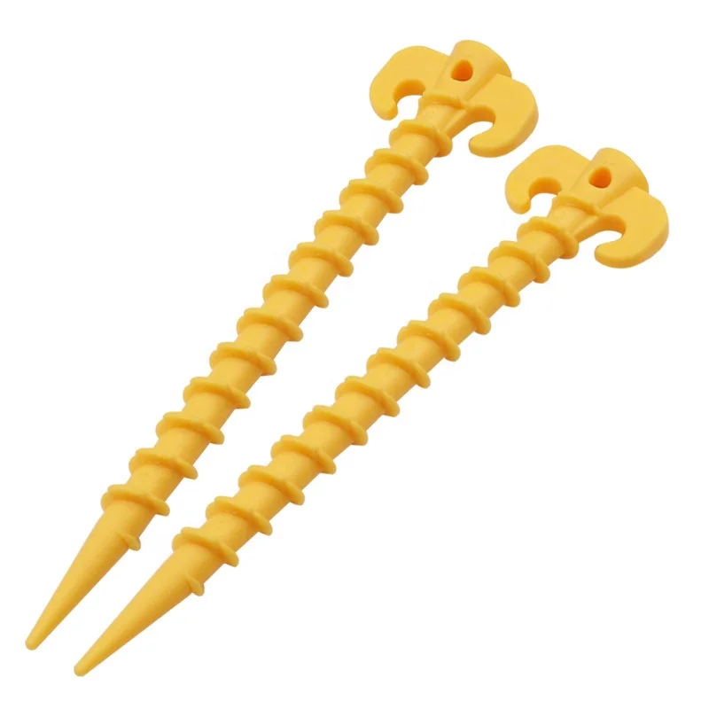 Outdoor Plastic Stakes Lightweight Stakes for Beach Blankets Heavy Duty Small Tent Stakes Safety Yellow Camping Tent Pegs