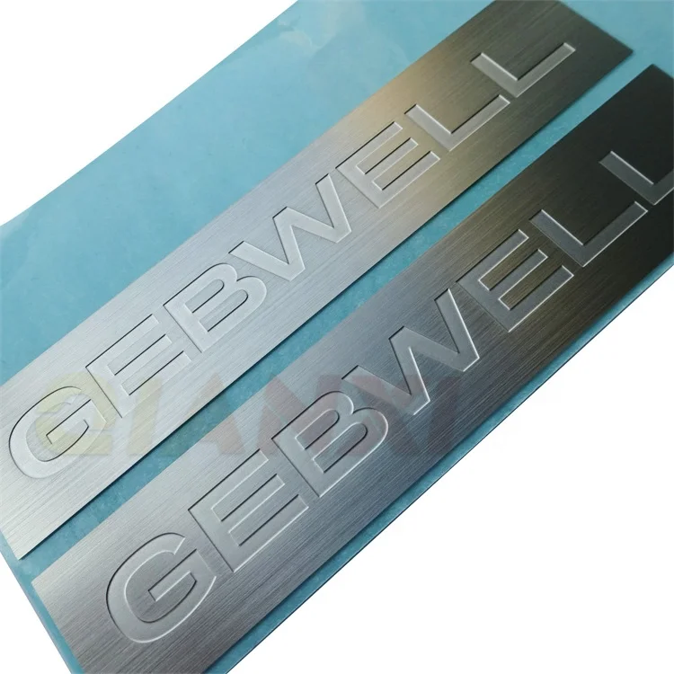 Custom metal label badge Permanent adhesive brass tag Anodised aluminium sticker 3D name plate Etched stainless steel nameplates