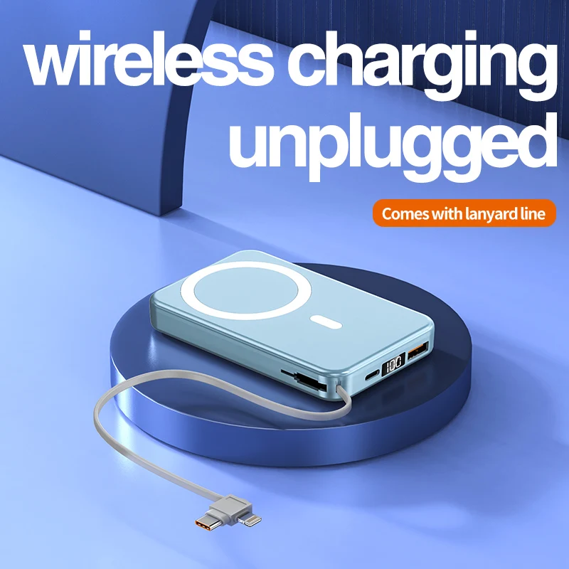 Mini 10000mAh Out Power Supply with Battery Indicator Light  Supper SLIM New Interface Upgrade Lanyard Power Bank With Cable