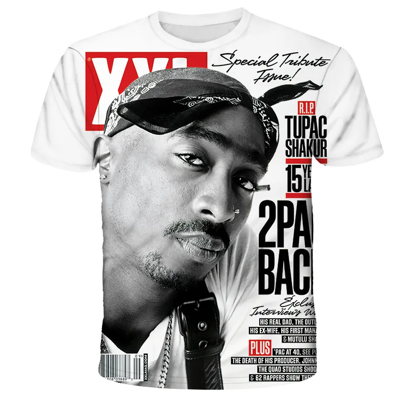 2pac 3d Print T Shirt For Men Women Summer Casual Hip Hop T-shirt  Streetwear Plus Size T Shirts