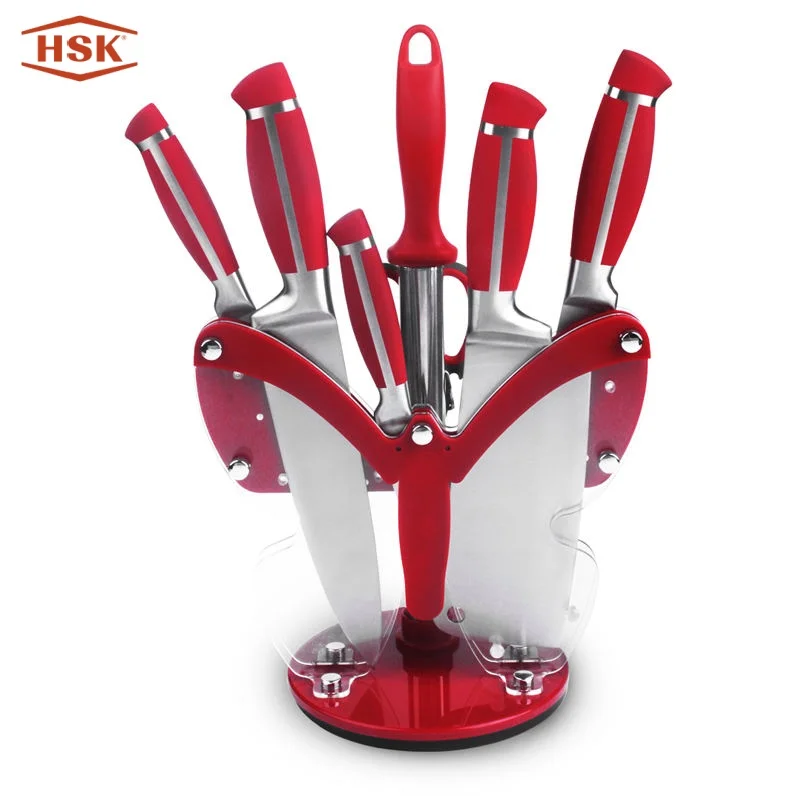 HSK high quality TPR coating handle kitchen line knife set
