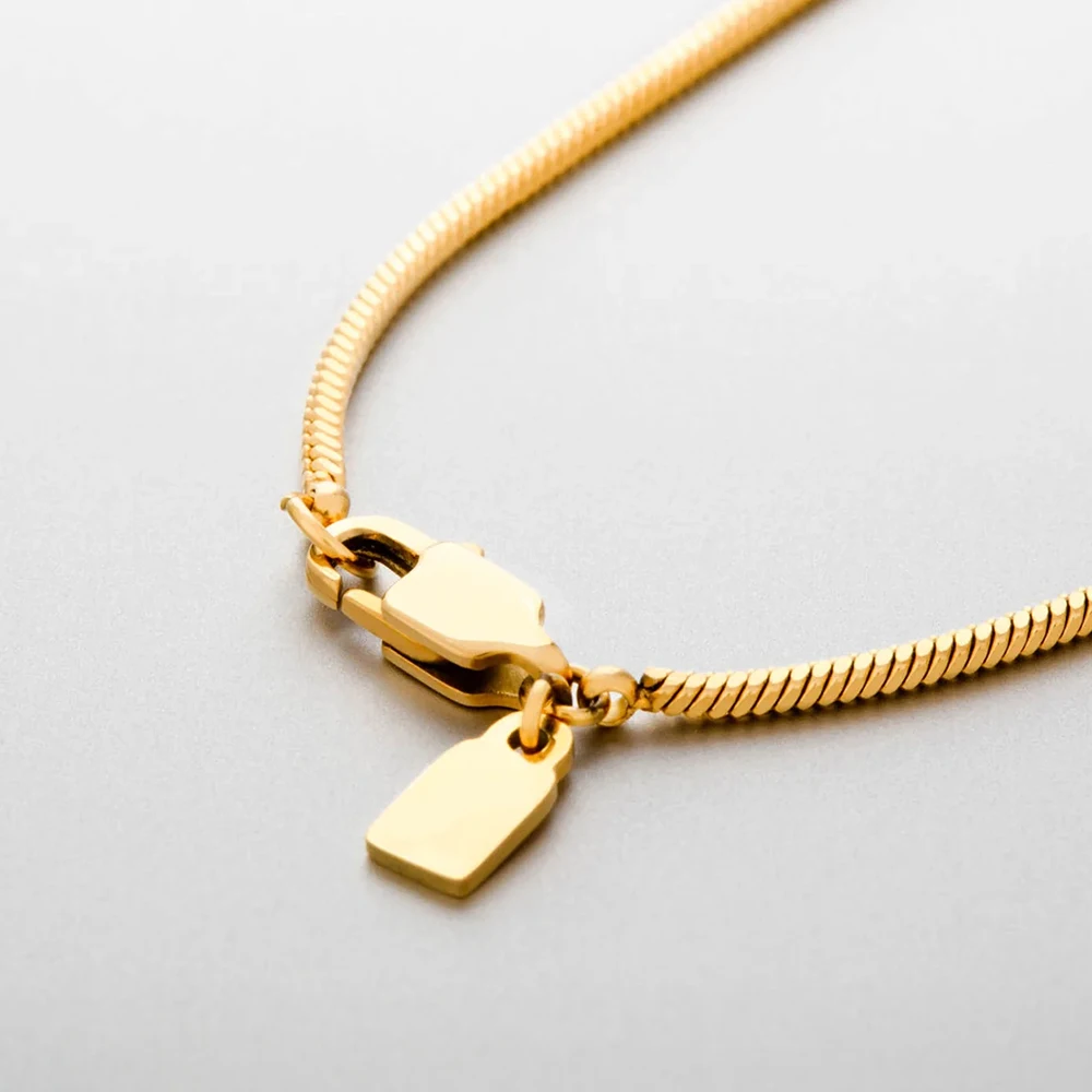 Chihang Stainless Steel 18K Gold PVD Plated 1.5MM Wide 55cm Square Chain Necklace Titanium Steel Blank Chain Necklace For Men
