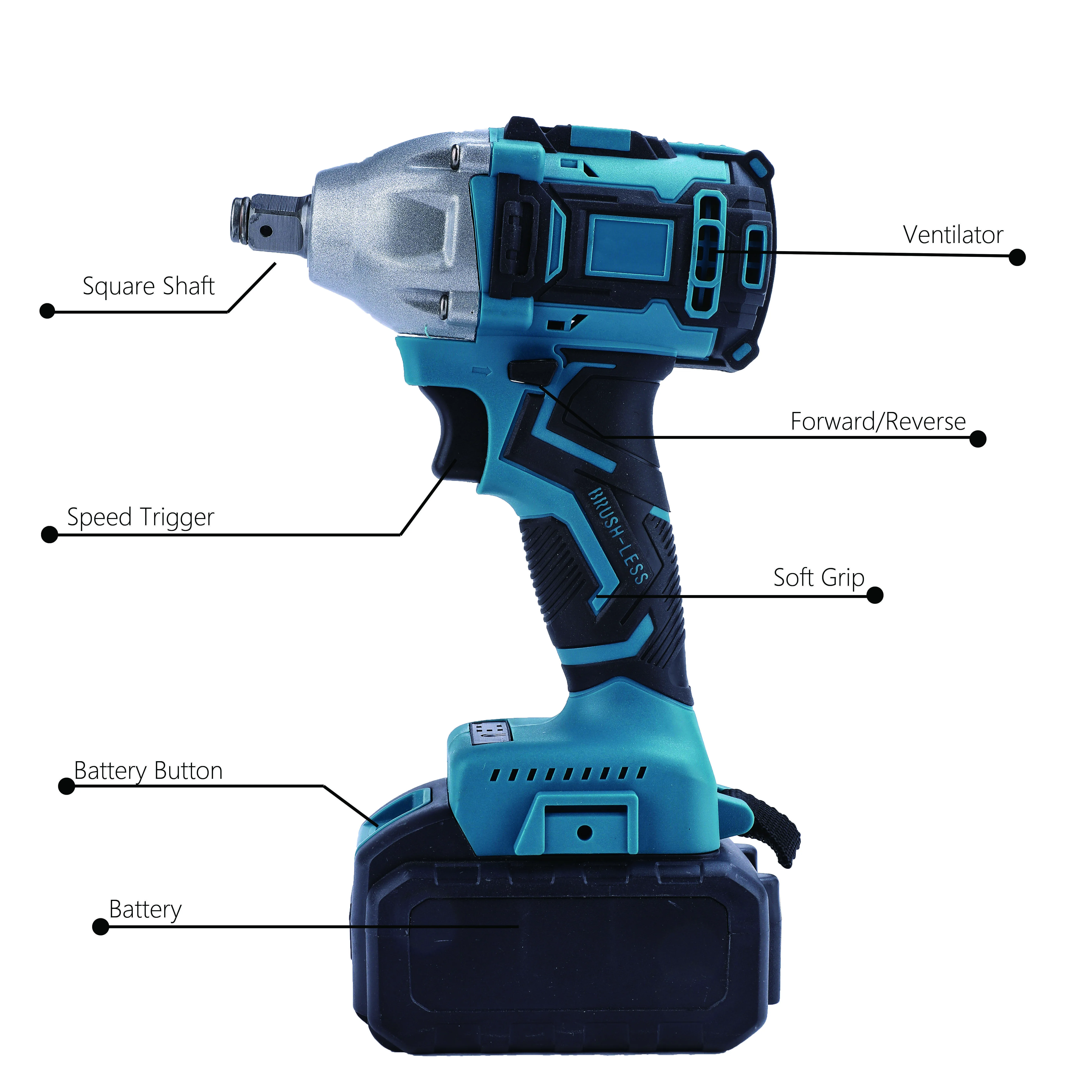 21V Lithium Torque Controlled Impact Wrench Power Tools High Performance Electric Wrench
