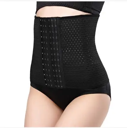 
1004 Hollow breathable out Waist Trainer Body shapewear Postpartum Elastic Corset Six - breasted adjustable Slimming Belt 