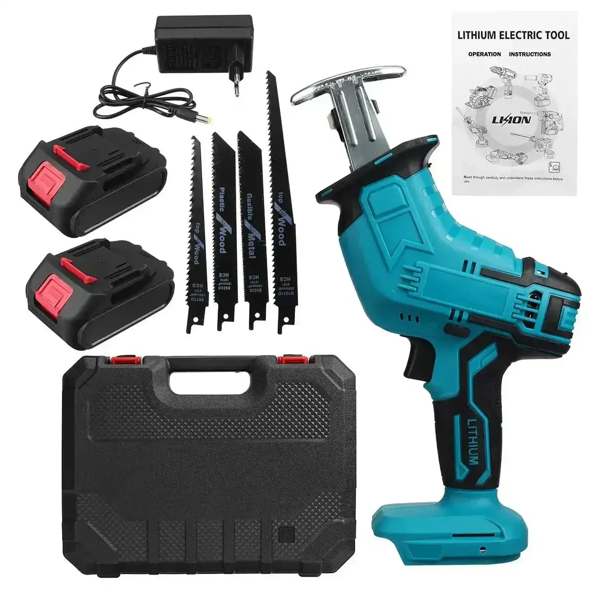 Cordless Reciprocating Saw Power Saw for Wood / Metal Cutting with 4pcs Blades Fit Makita 18v Battery