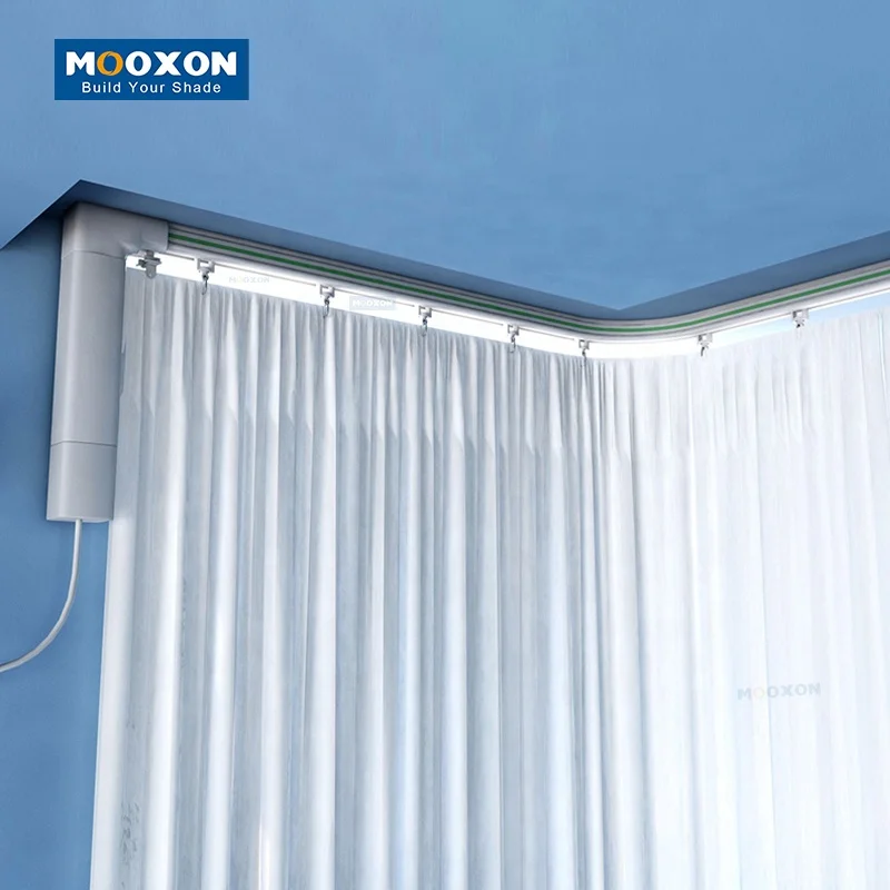Mooxon Wifi Control Motorized Electric Motor Window Curtain Rod Automation Interior Automatic Blinds Track Rail