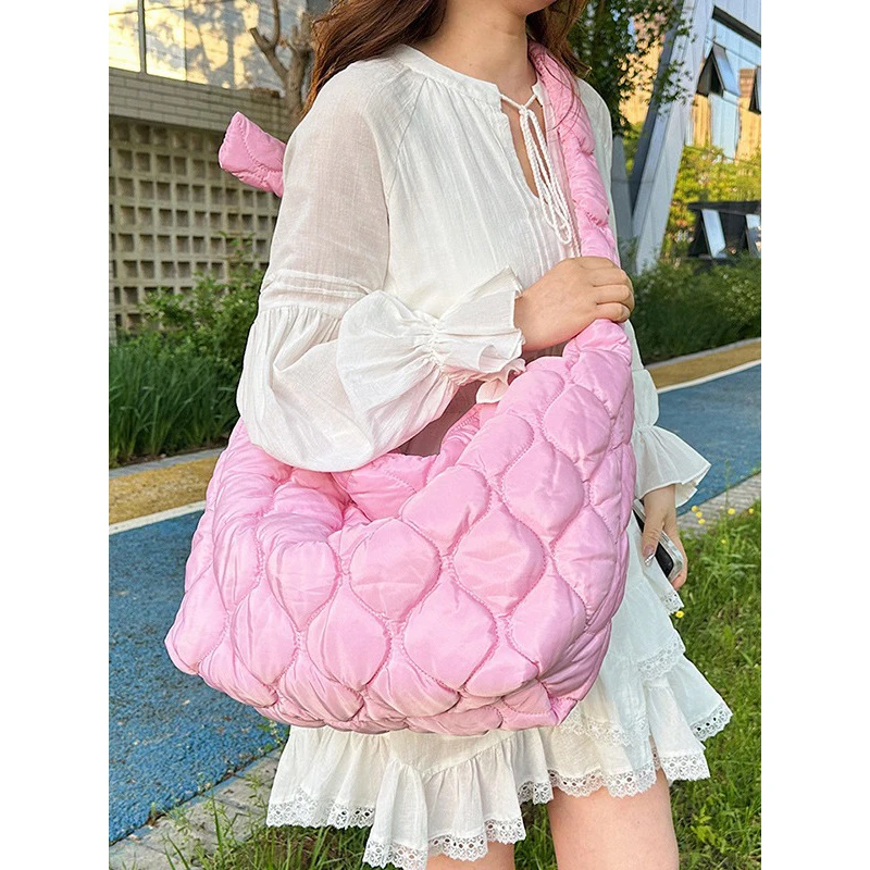 Fashion New Ladies Cute Clouds Bag Puffer Bubble Tote Bag Wrinkle Soft Shoulder Large Capacity Crossbody Bag for Women