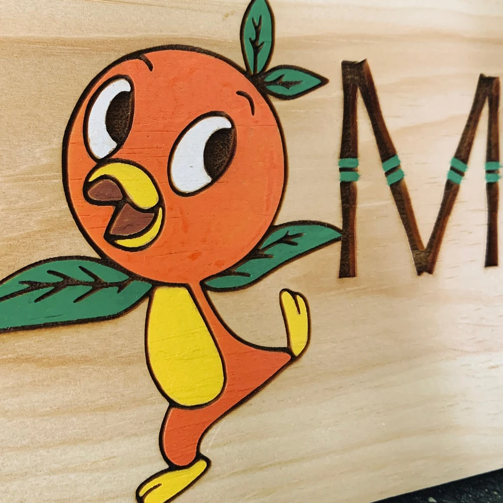 Orange Bird sign, Home Sign, Vintage Room Decor