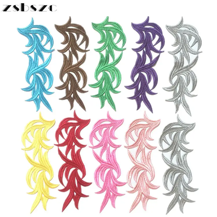 High quality mirror pair many color embroidery guipure lace applique for dress DA008
