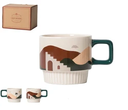 Coffee Mug Vintage Ceramic Mug Exquisite Nordic Design Porcelain Stackable Mugs Milk Cups
