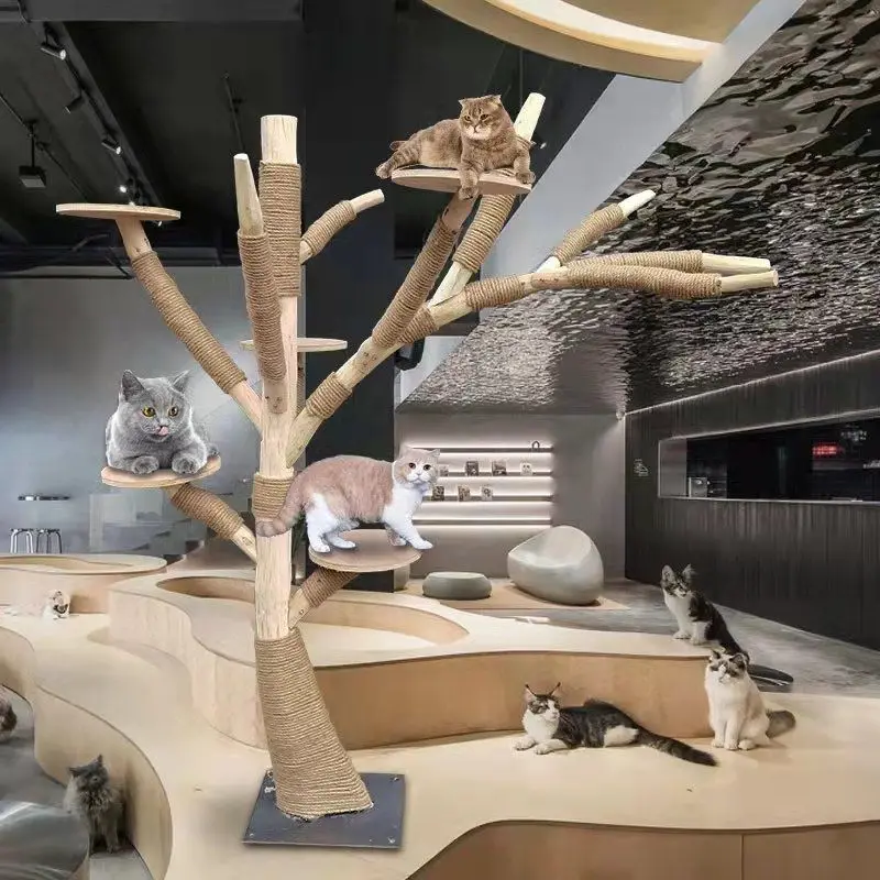 Cat climbing frame wear-resistant non-stick hair real trunk solid wood rack large cat tree net cat climbing tree