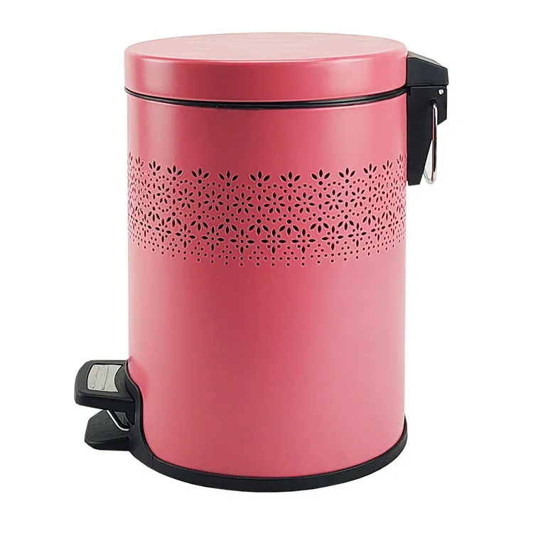 BX metal pedal bin round step trash with lid kitchen small garbage can waste bucket for bathroom