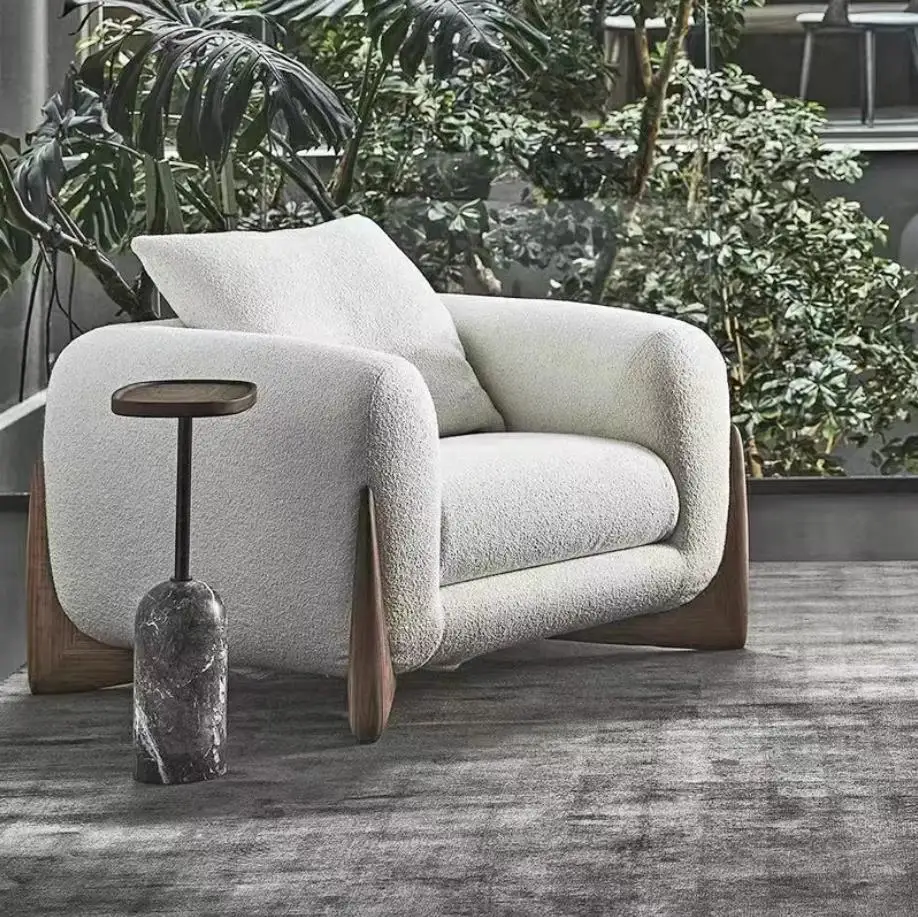 Nordic white sofa set sectional furniture living room wabi-Sabi cream style popular minimalist boucle fabric sofa set Italian