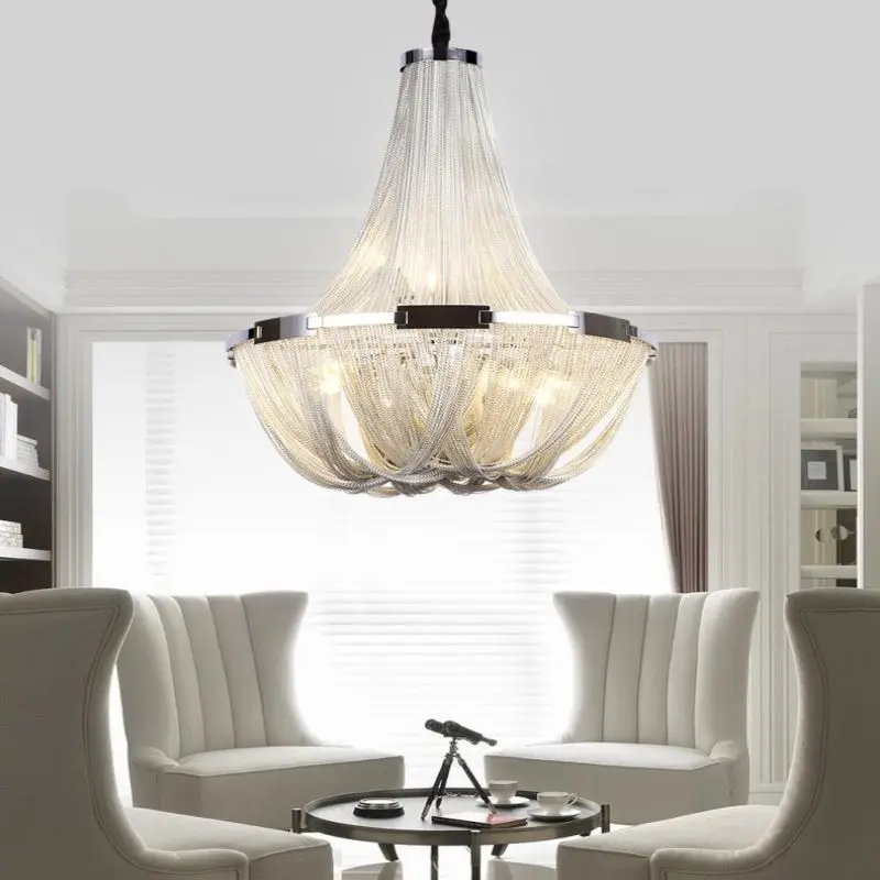 Modern Tassel Chain Dining Living Room Hotel Cord Pendant Chandelier