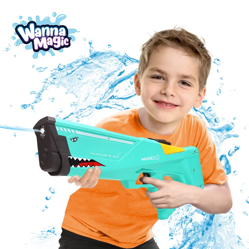 Hot Summer Sale PC Plastic Material Electric Long Distance Water Gun Automatic Burst Shark Design for Kids and Adults