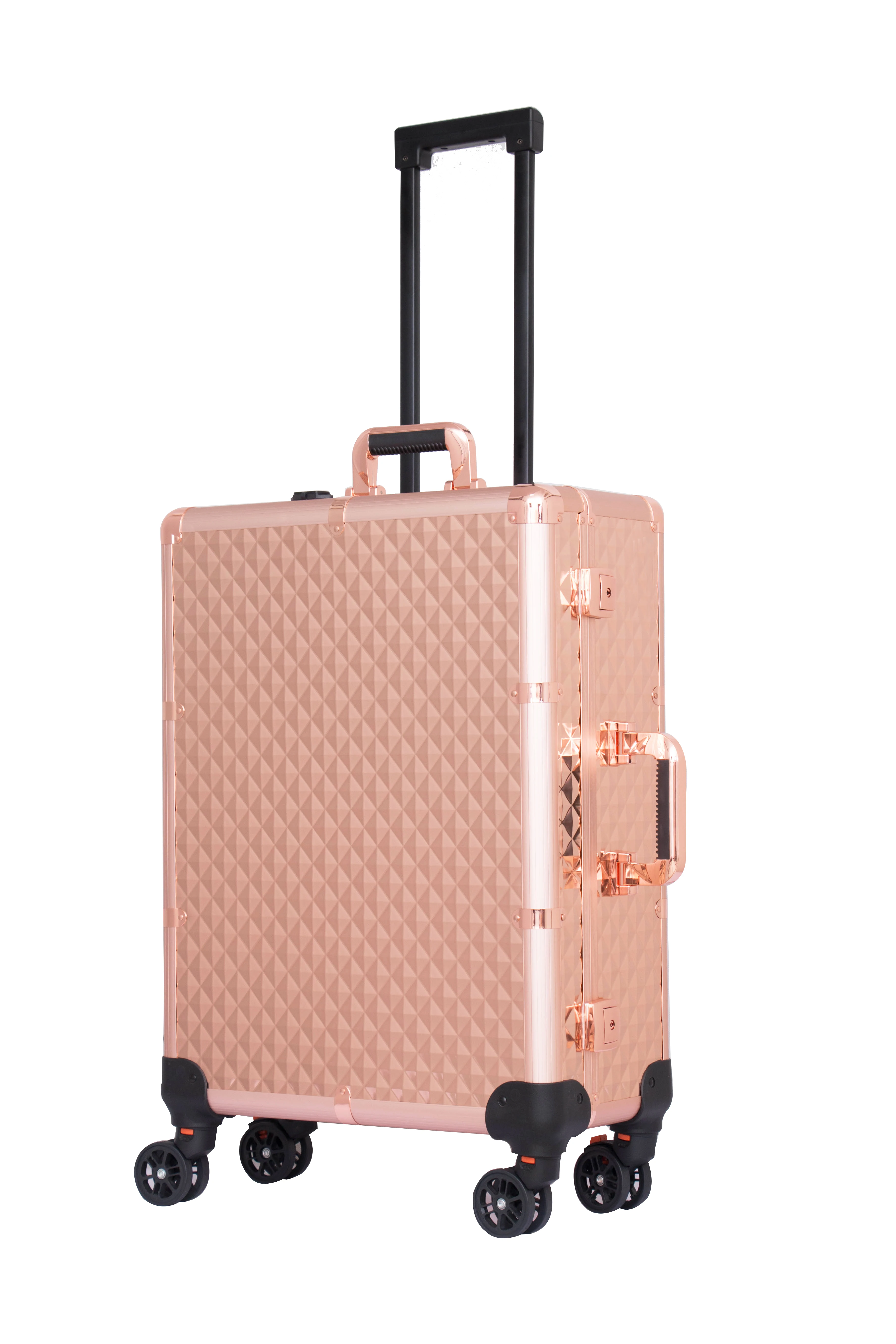 FAMA certificated factory Professional Aluminum makeup case trolley makeup train case with stands KC-269 rose gold