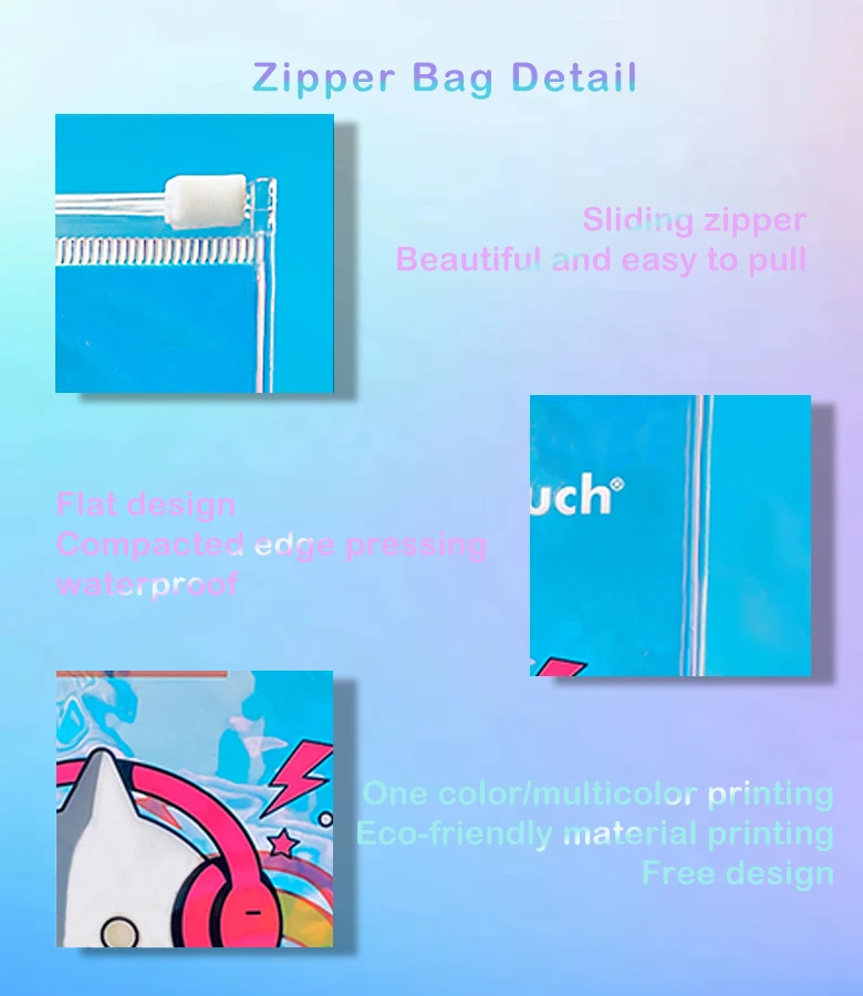Guangzhou supplier wholesale high quality pvc transparent packaging jewelry holographic pouches bag for packaging