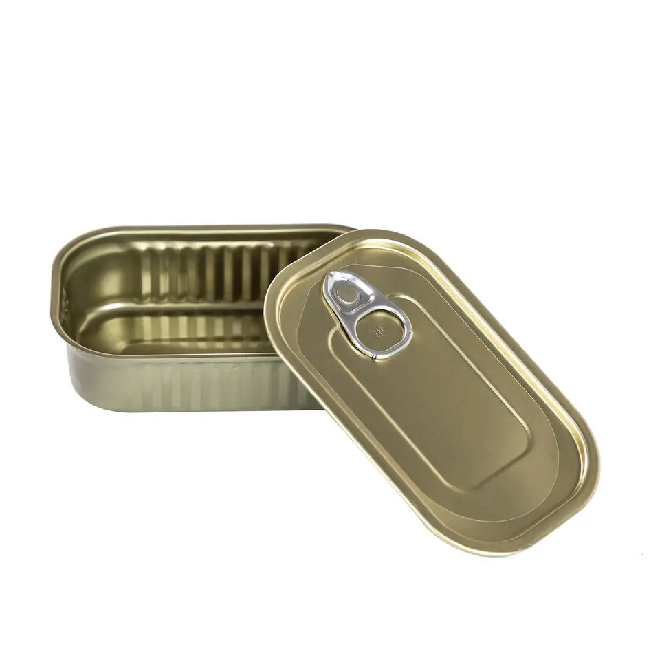 Empty 125ml 1/4 Club Tin Cans Manufacturer Wholesale Aluminum Cans With 311# EOE Lids For Sardine Fish Crab Meat Food Canning