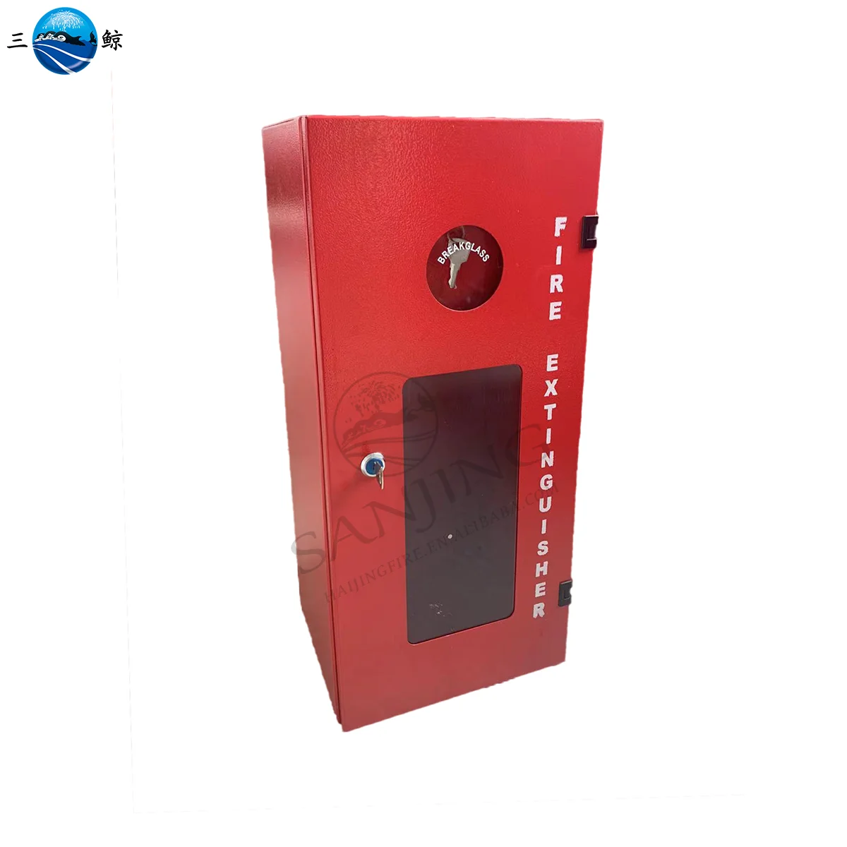 Red Powder Coated Extinguisher Box Mild Steel Fire Extinguisher Cabinet With Break Glass