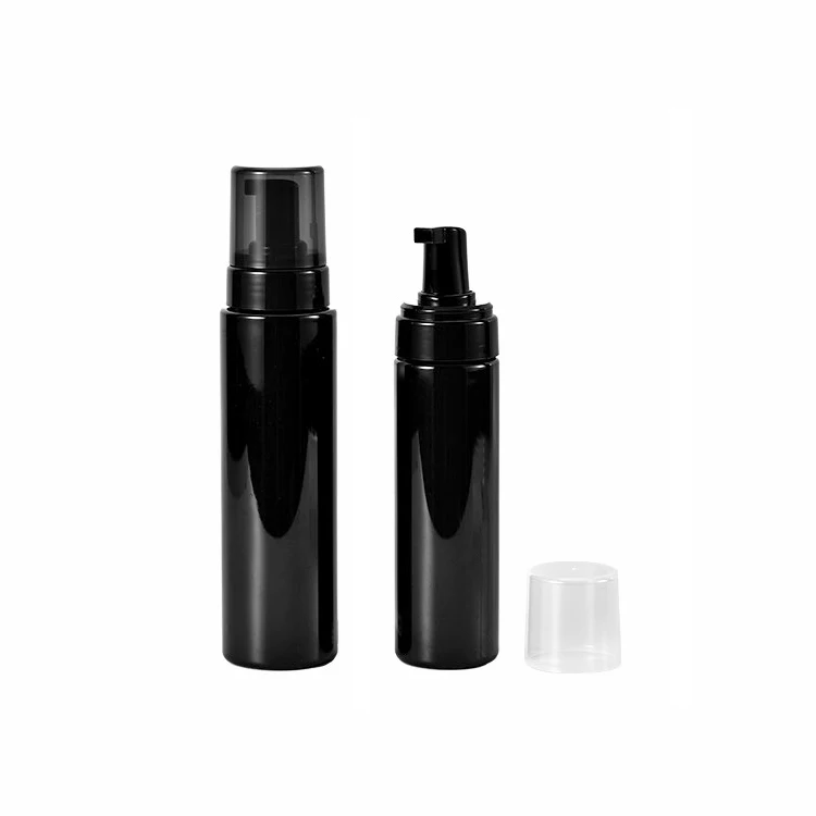 Luxury Empty Plastic Skin Care Container 120/150/160/200/250ml PET Black Foam Pump Dispenser Foaming Cleansing Bottles