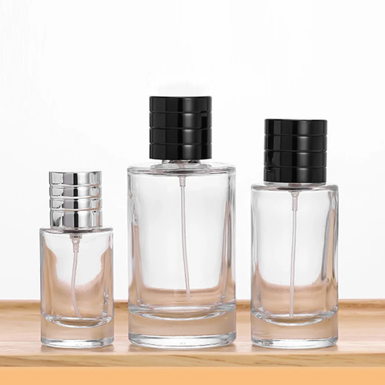 Роскошный изготовленный на заказ 25 мл 50 100 прозрачный цилиндр пустой спрей стеклянный флакон для духов с магнитными колпачками