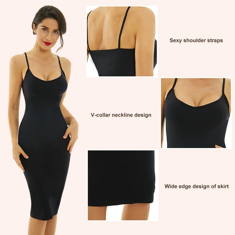 2022 OEM Low Moq Full Slip Spaghetti Strap Women Sexy Soft Basic Stretchy Slips Undergarment Nightwear Camisole Chemise Dress