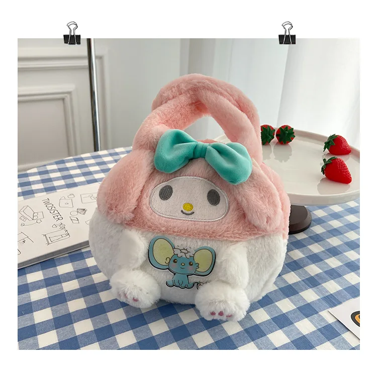 2024 Fashion Cute Plush Sanrio Toy Handbags PP Cotton Soft Fur As Girls Gift Kids Hand Bags