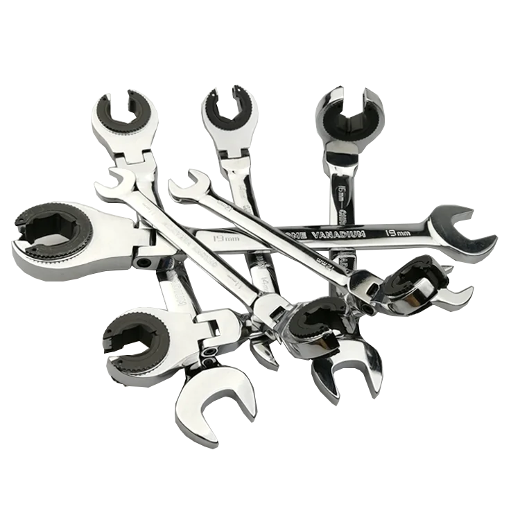 Ratcheting Wrench Set with Open Flex-head