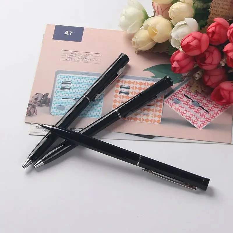 Promotional twist mechanism ball pen black metal pen slim stylus pen
