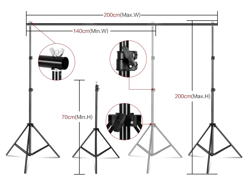 Photo Video Studio Backdrop Background Stand Photography Muslin Backgrounds Picture Canvas Frame Support System with Carry Bag