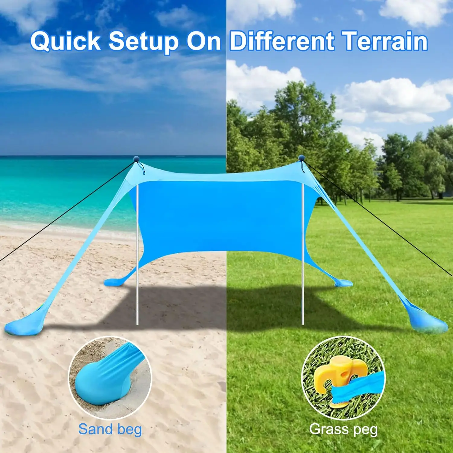 Beach Canopy Tent Sunshade with UPF 50+ UV Protection Beach Tent Sunshade for Outdoor Beach Tent