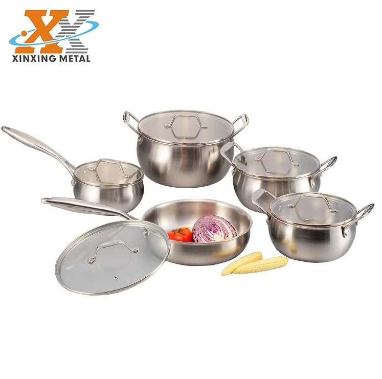 Bigger Round Pot Cooking Cookware Non Stick  Stainless Steel Cook Ware Set