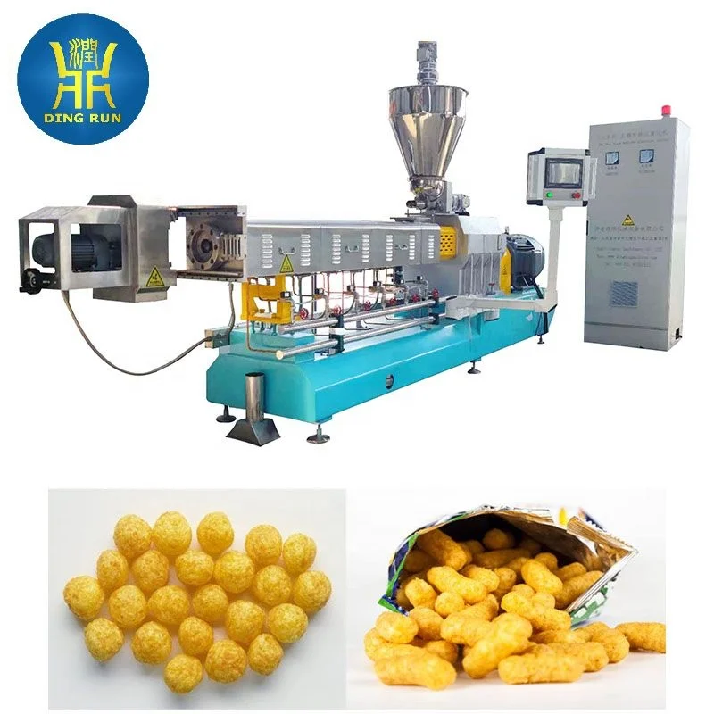 Automatic Corn Puff Cheese Ball Chips Snacks Production Line and Corn Flour Extruder Processing Line New Condition